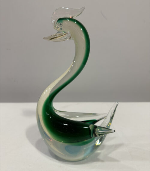 Vintage Murano Glasfigur Schwan in Grün, ca. 1960er Jahre