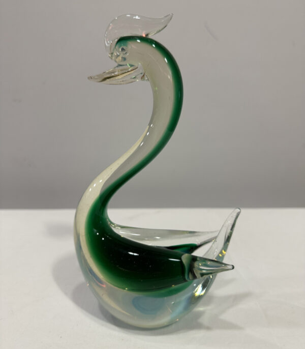 Vintage Murano Glasfigur Schwan in Grün, ca. 1960er Jahre