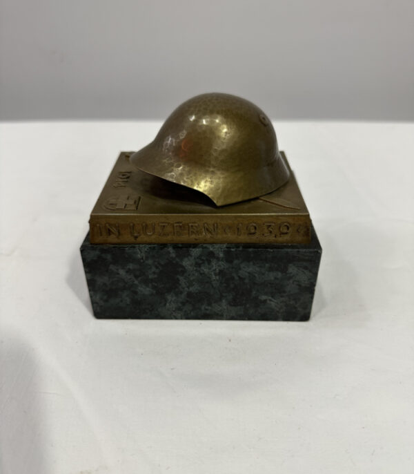 Vintage Schützenfest Trophäe "Wehrmannstich Luzern 1939" aus Bronze und Marmor, 1939