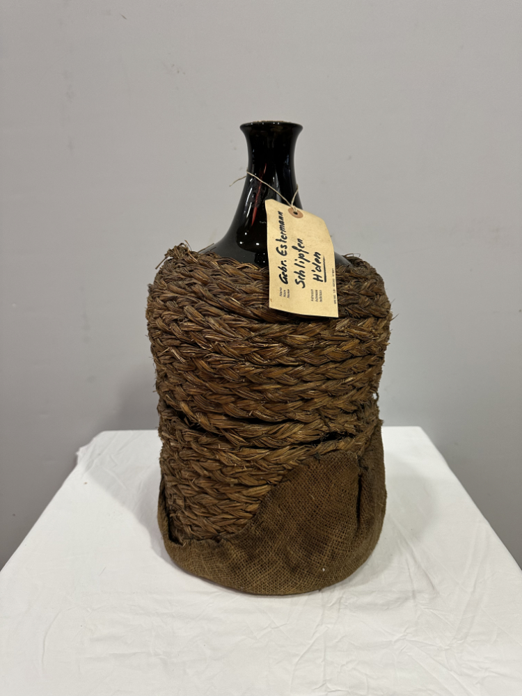 Vintage Bauernhaus Weinballon aus Glas mit Strohumwicklung ca. 1950er-60er Jahre – Bild 7