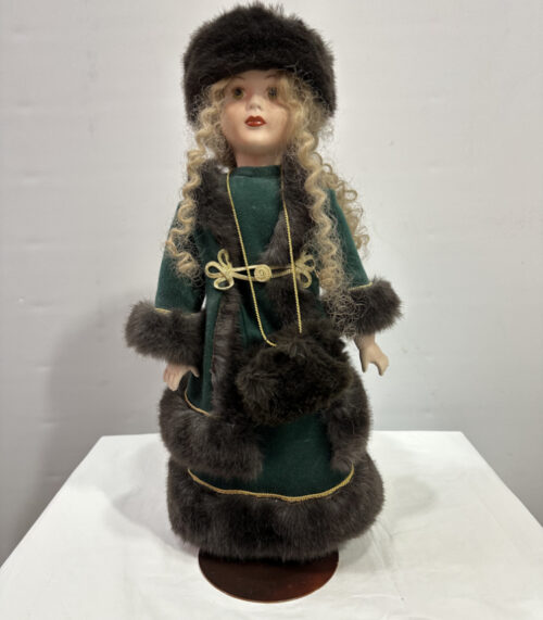 Vintage Porzellan Sammlerfigur "Winterdame mit Pelzbesatz", um 1980
