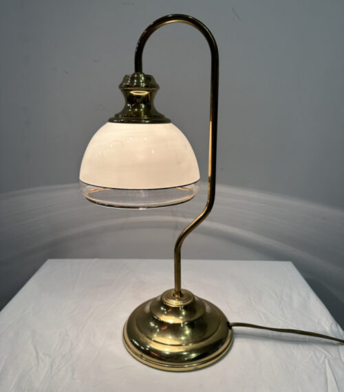 Vintage Klassische Tischlampe aus Messing mit Glasschirm ca. 1980er Jahre