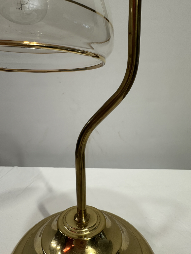 Vintage Klassische Tischlampe aus Messing mit Glasschirm ca. 1980er Jahre – Bild 7