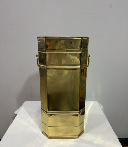 Vintage Messing-Schirmständer mit roter Innenlackierung, RAMA Italy