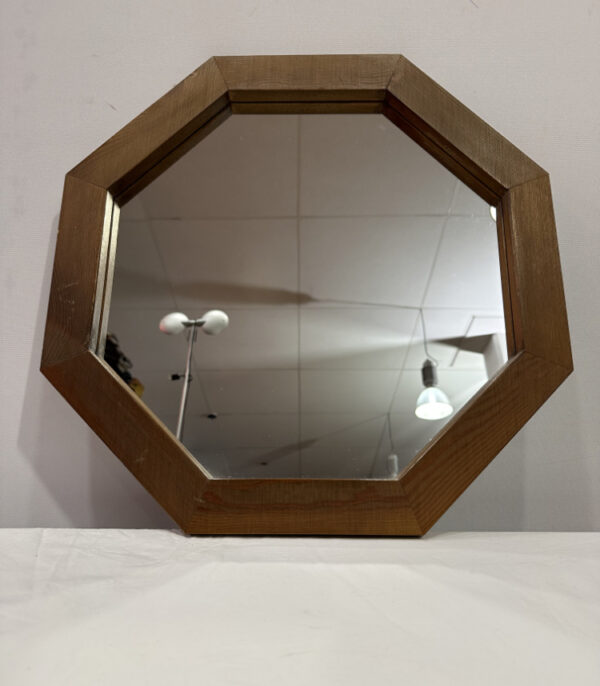 Achteckiger Wandspiegel mit Holzrahmen, 48 x 48 cm