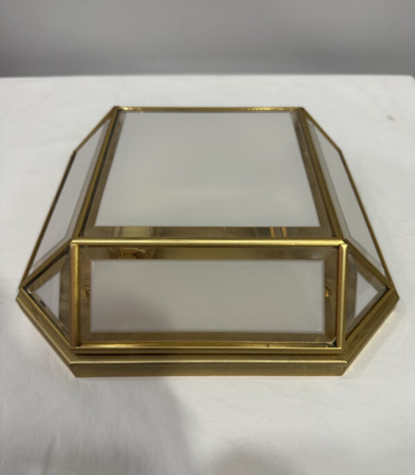 Vintage Deckenlampe aus Glas und Messing, vergoldet, Made in Italy