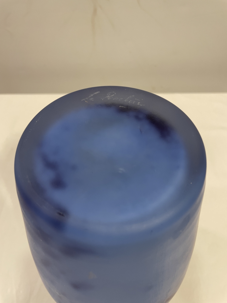 Vintage La Rochère Glasvase in sattem Blau, signiert, ca. 1980er Jahre – Bild 5