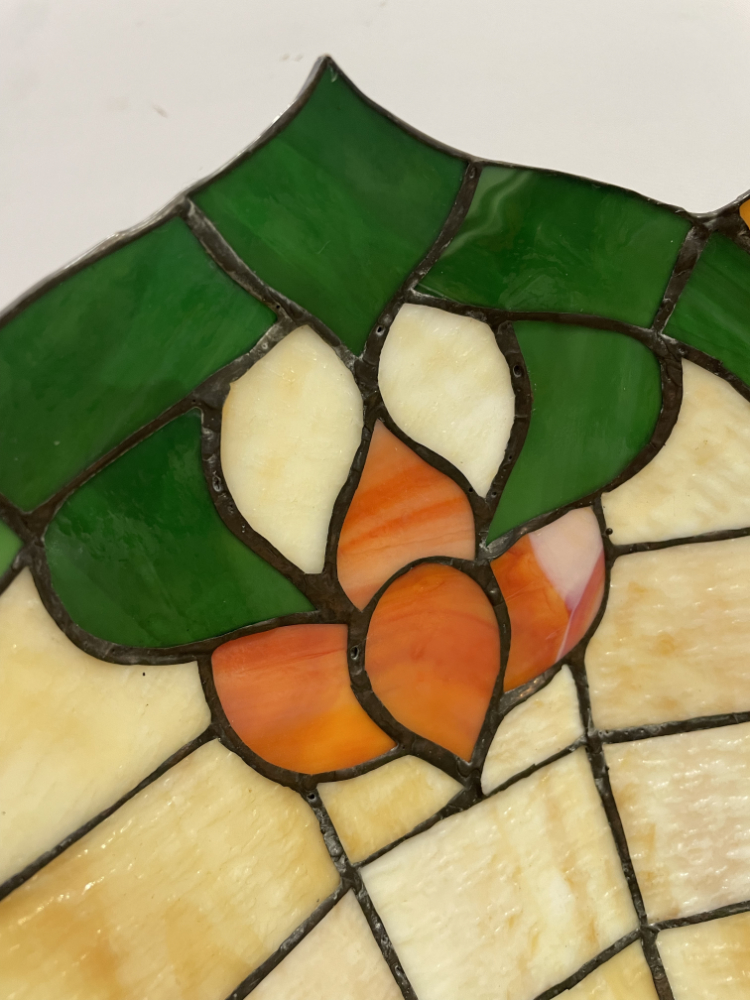 Vintage Tiffany-Stil Deckenlampe aus Glas mit Blumenmuster ca. 1980er Jahre – Bild 7