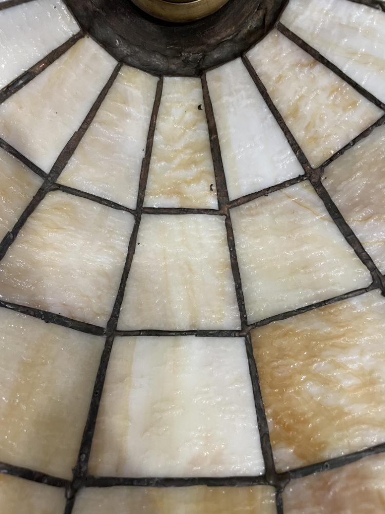 Vintage Tiffany-Stil Deckenlampe aus Glas mit Blumenmuster ca. 1980er Jahre – Bild 8