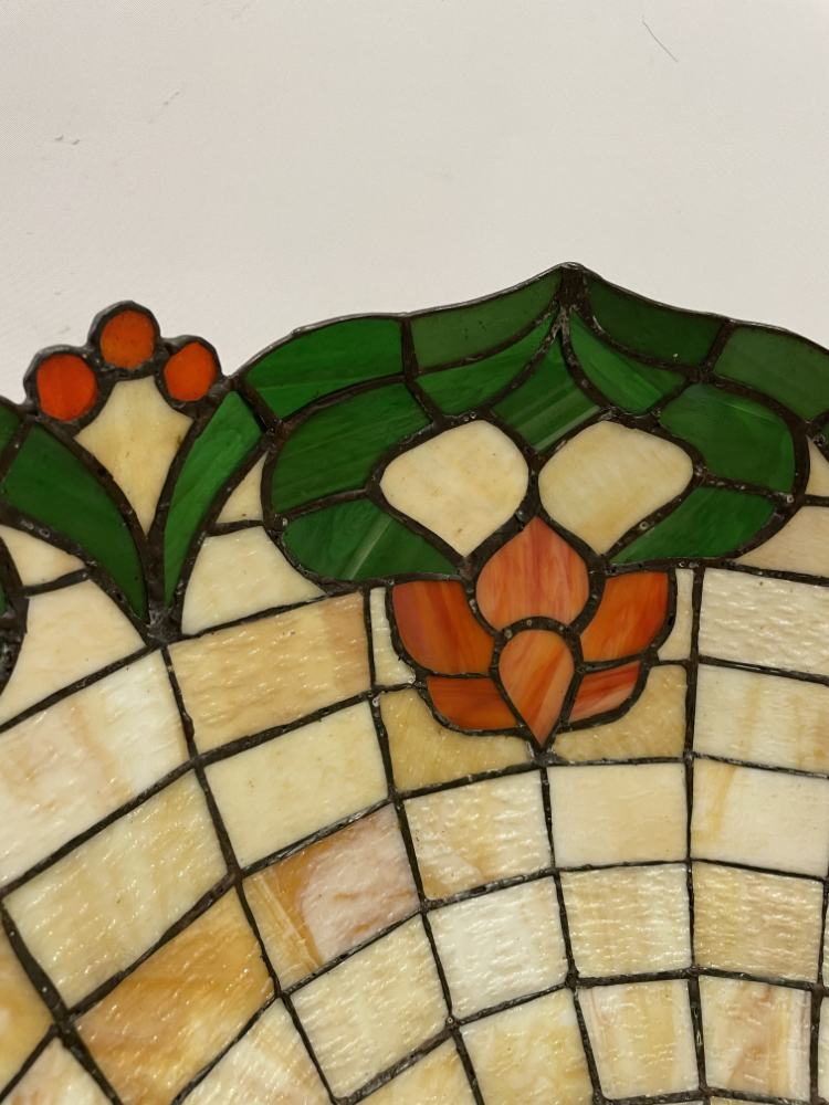 Vintage Tiffany-Stil Deckenlampe aus Glas mit floraler Bleiverglasung ca. 1980er Jahre – Bild 4