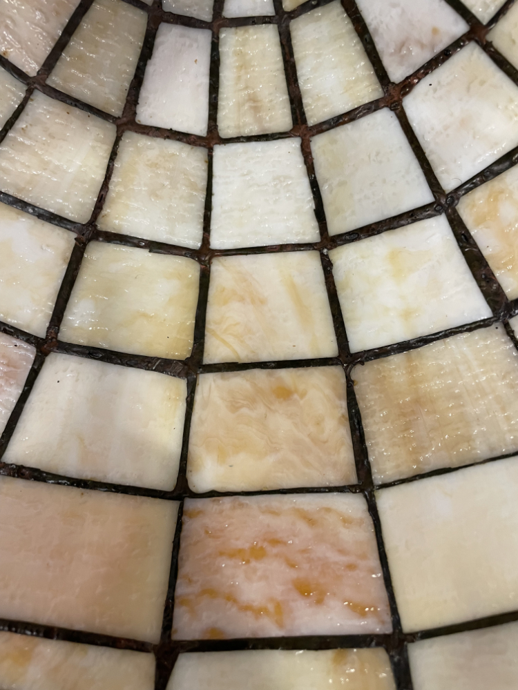 Vintage Tiffany-Stil Deckenlampe aus Glas mit floraler Bleiverglasung ca. 1980er Jahre – Bild 3