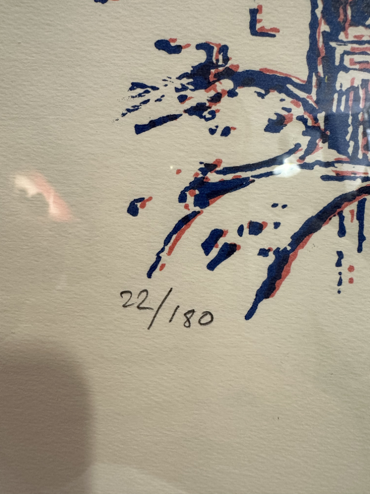 Vintage Grafikdruck „Jazz Saxophonist“ im cremefarbenen Rahmen (1986) – Bild 4