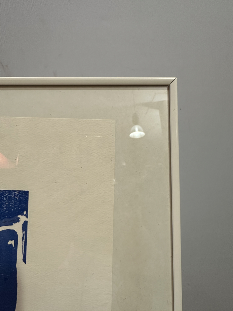 Vintage Grafikdruck „Jazz Saxophonist“ im cremefarbenen Rahmen (1986) – Bild 5