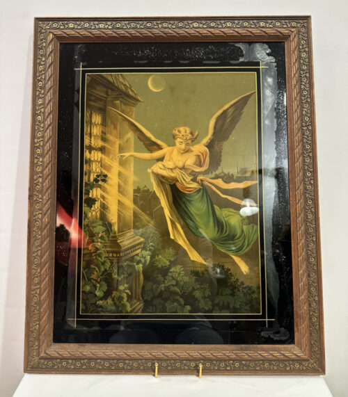 Antiker Öldruck "Engel mit Kind" um 1900