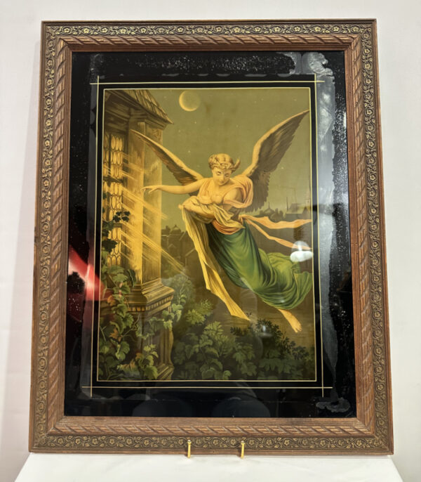 Antiker Öldruck "Engel mit Kind" um 1900