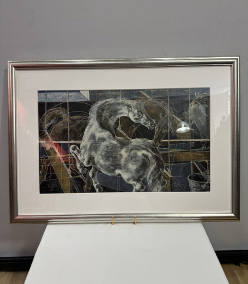 Hans Erni – "Pferde", Kunstdruck im Silberrahmen, 82 x 58 cm