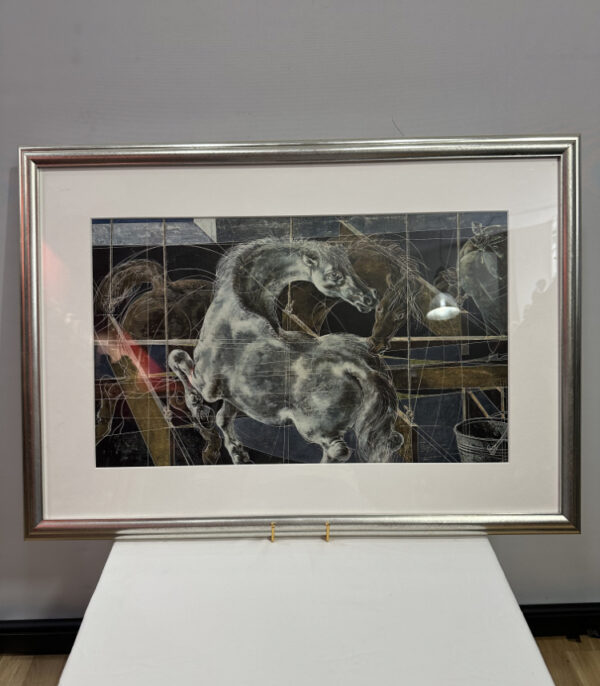 Hans Erni – "Pferde", Kunstdruck im Silberrahmen, 82 x 58 cm