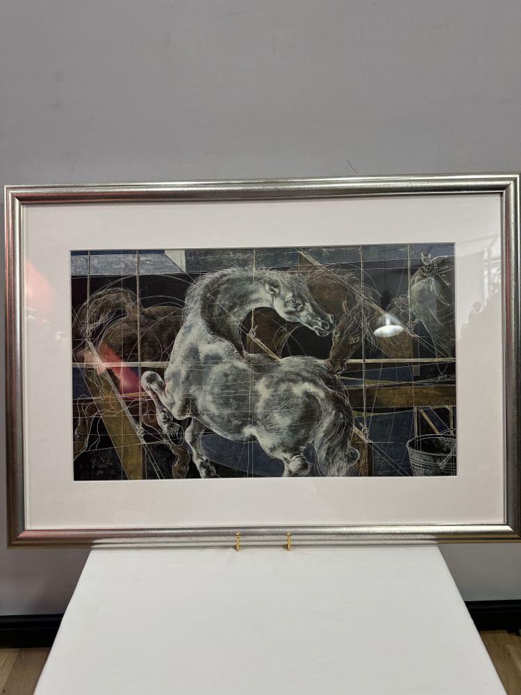 Hans Erni – "Pferde", Kunstdruck im Silberrahmen, 82 x 58 cm – Bild 2