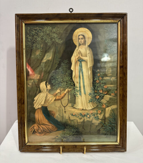 Andachtsbild "Unsere Liebe Frau von Lourdes" – kolorierte Lithografie um 1900