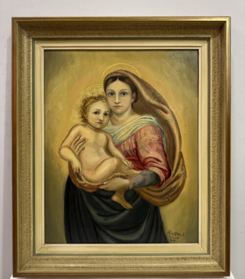 Ölgemälde "Sixtinische Madonna", Kopie nach Raffael