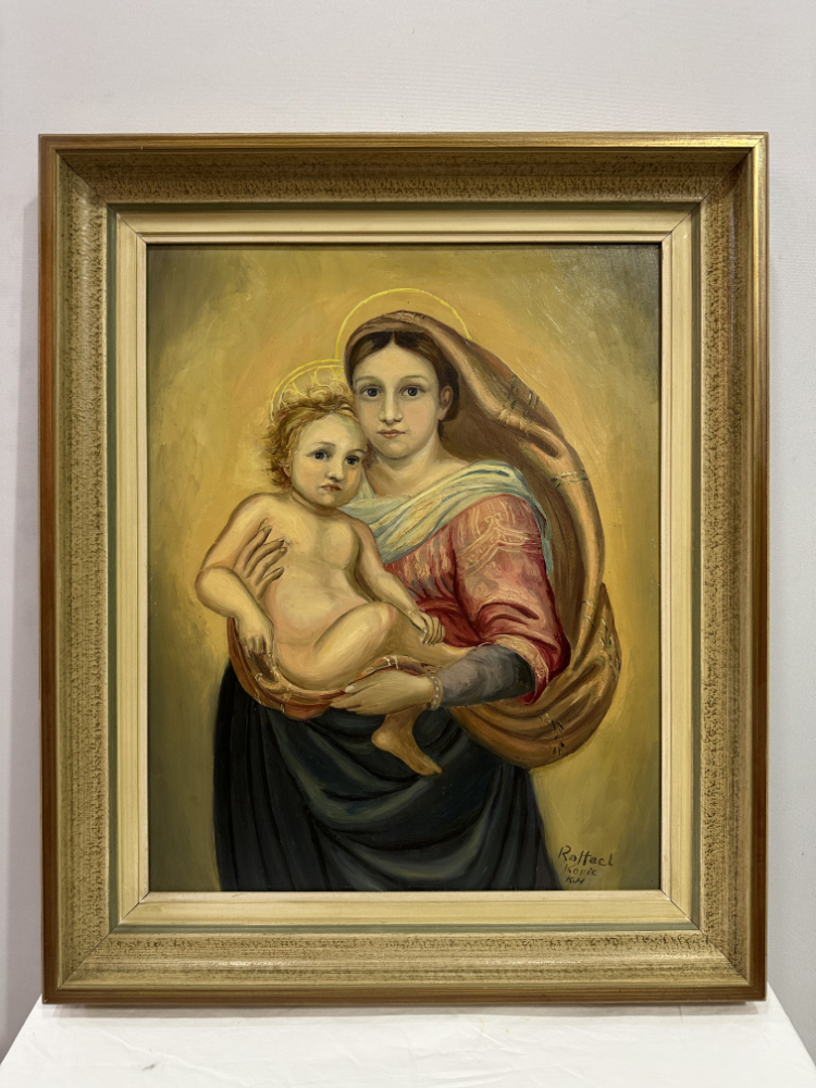 Ölgemälde "Sixtinische Madonna", Kopie nach Raffael