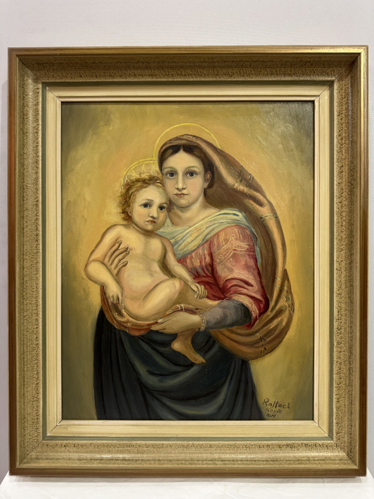 Ölgemälde "Sixtinische Madonna", Kopie nach Raffael – Bild 2