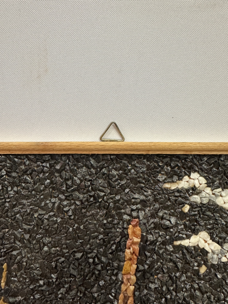 Vintage Steinmosaikbild mit Boot und Schilf – Handgefertigte Wandkunst im Holzrahmen – Bild 5