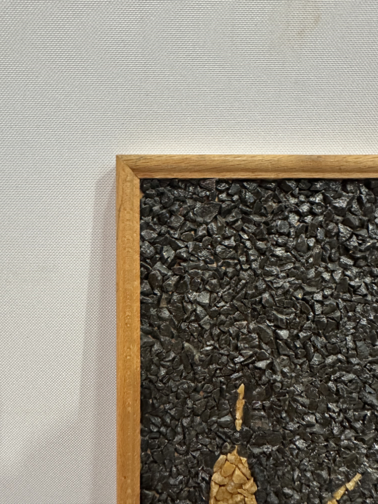Vintage Steinmosaikbild mit Boot und Schilf – Handgefertigte Wandkunst im Holzrahmen – Bild 6