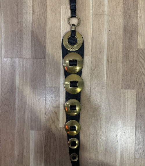 Vintage Schweizer Staatsriemen aus Leder mit Messingbeschlägen, ca. 1960er Jahre