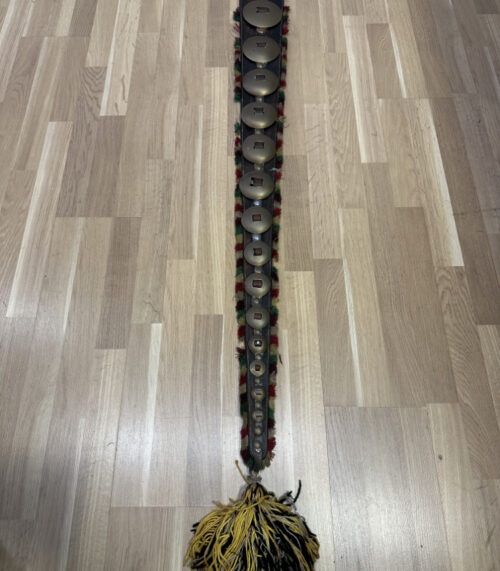 Vintage Schweizer Staatsriemen mit bunten Wollquasten und Messingbeschlägen, ca. 1960er Jahre