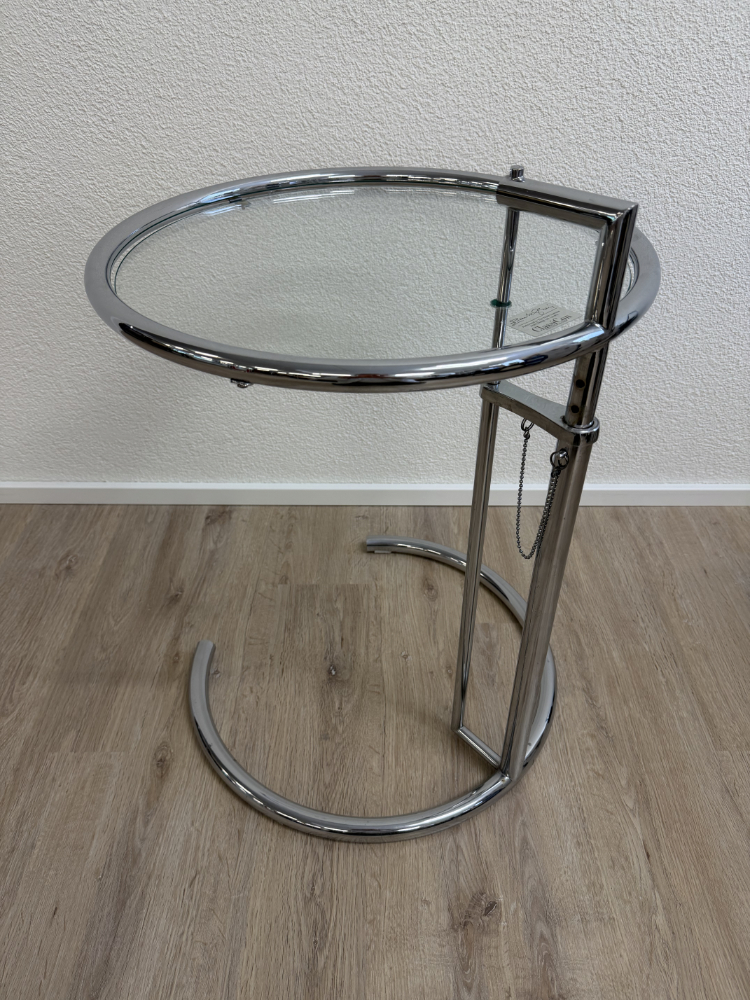 Vintage Eileen Gray E1027 Beistelltisch, höhenverstellbar, Chrom mit Glasplatte – Bild 2