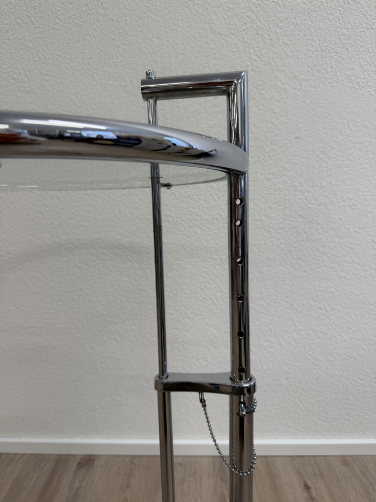 Vintage Eileen Gray E1027 Beistelltisch, höhenverstellbar, Chrom mit Glasplatte – Bild 5