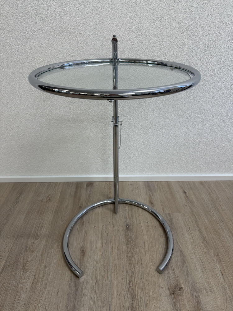 Vintage Eileen Gray E1027 Beistelltisch, höhenverstellbar, Chrom mit Glasplatte – Bild 7