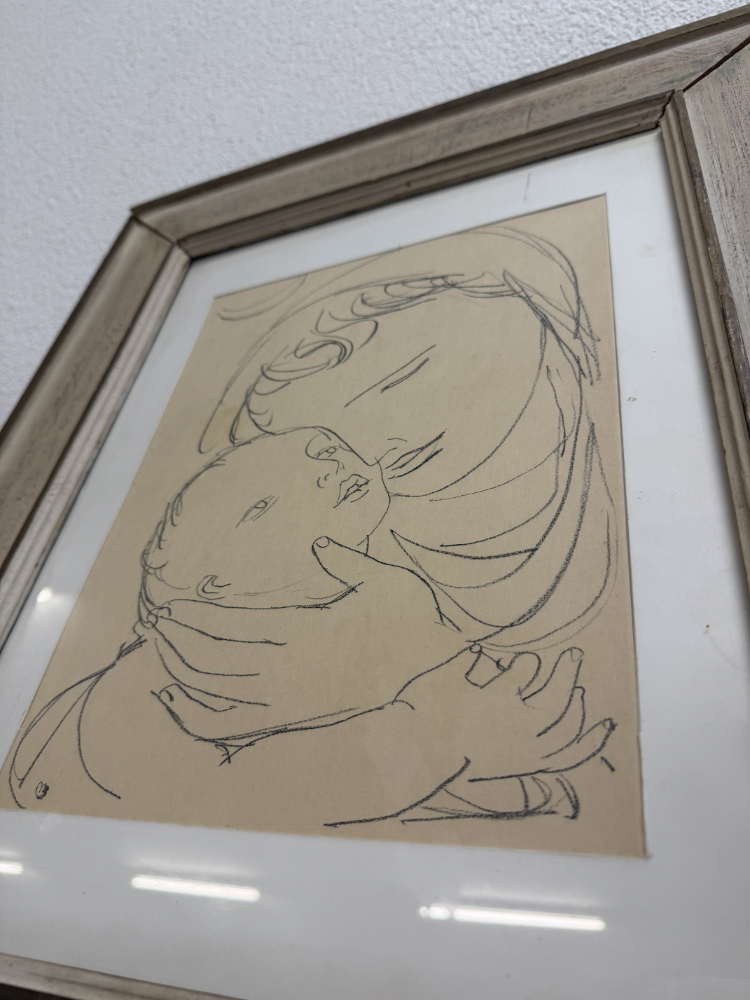 Maurice Barraud Originalzeichnung „Madonna mit Kind“, Schweizer Kunst – Bild 2