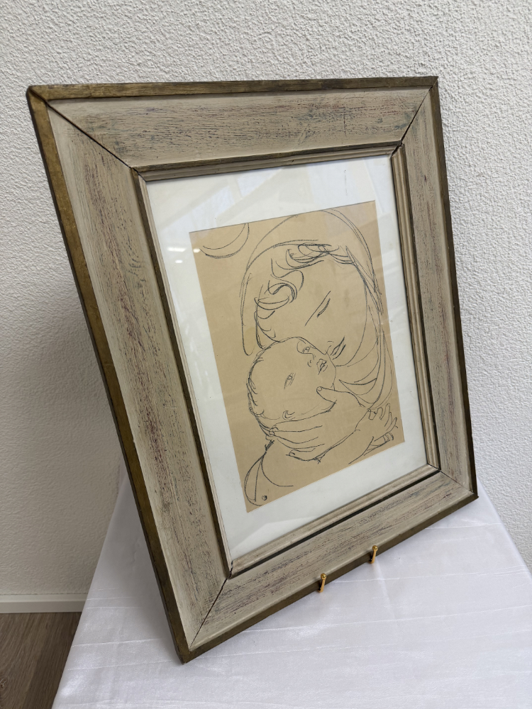 Maurice Barraud Originalzeichnung „Madonna mit Kind“, Schweizer Kunst – Bild 3