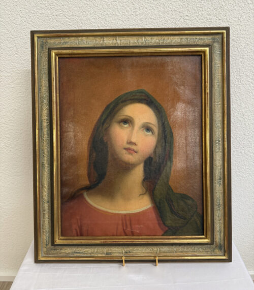 Vintage Madonna Ölgemälde auf Leinwand im Goldrahmen
