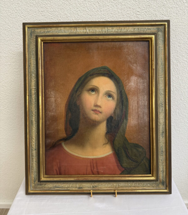 Vintage Madonna Ölgemälde auf Leinwand im Goldrahmen
