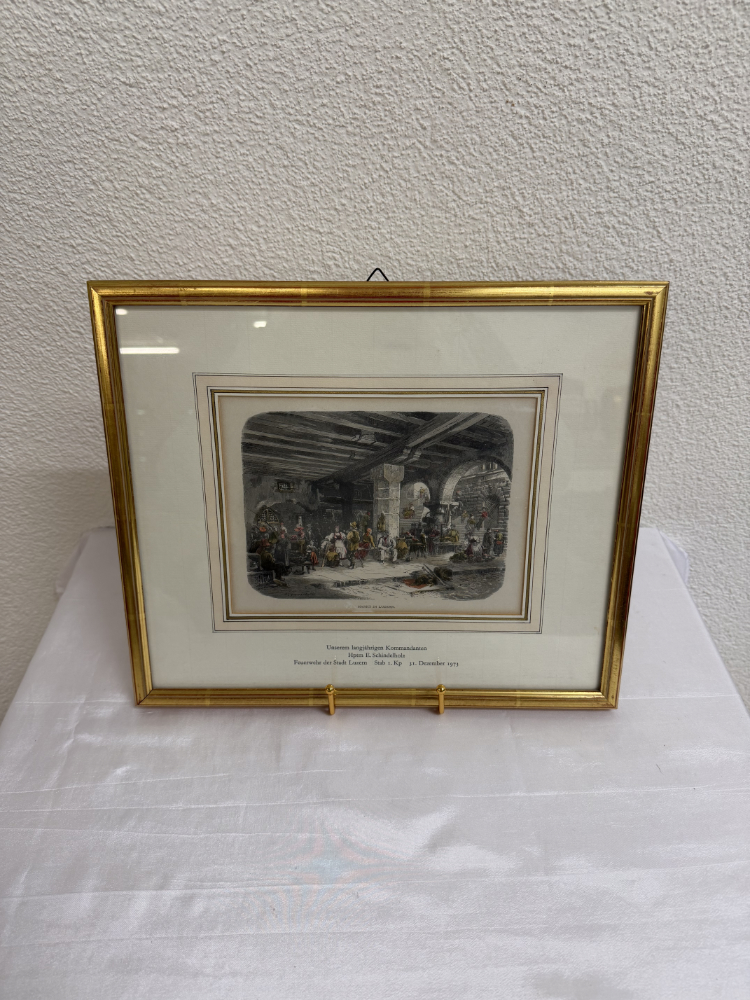 Antiker Stahlstich „Markt in Luzern“ – handkoloriert (19. Jahrhundert)