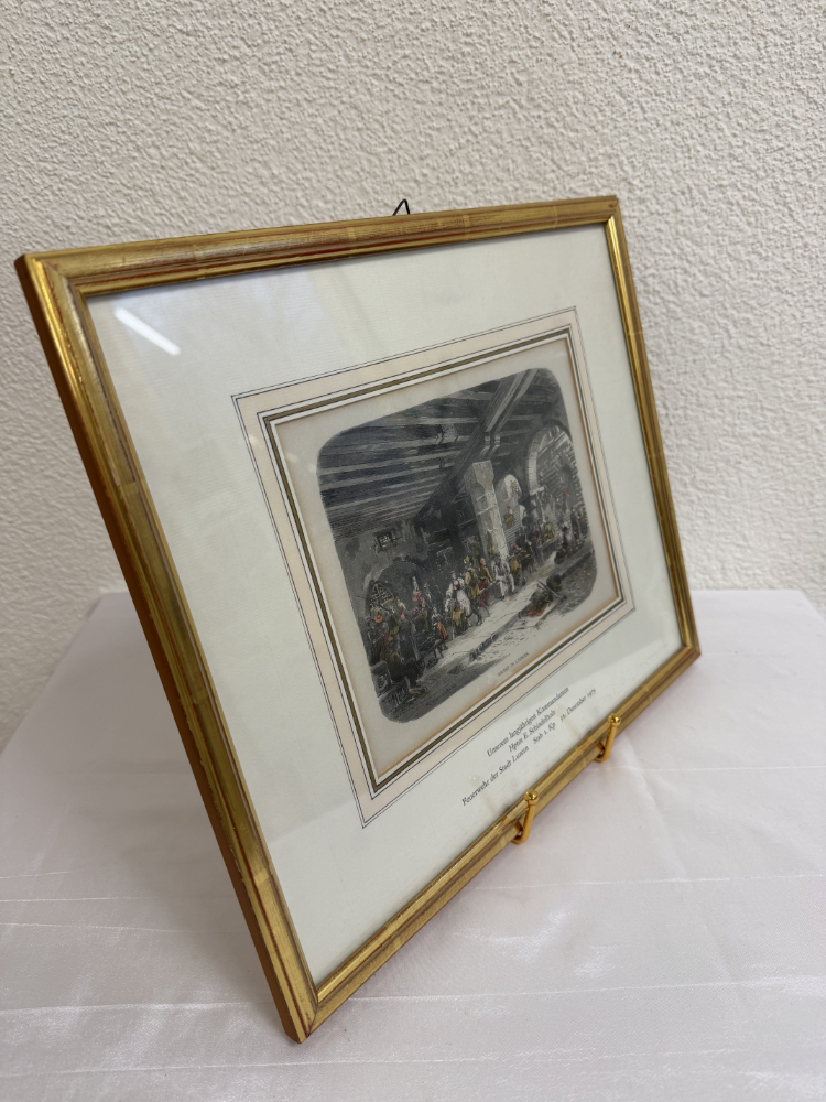 Antiker Stahlstich „Markt in Luzern“ – handkoloriert (19. Jahrhundert) – Bild 6