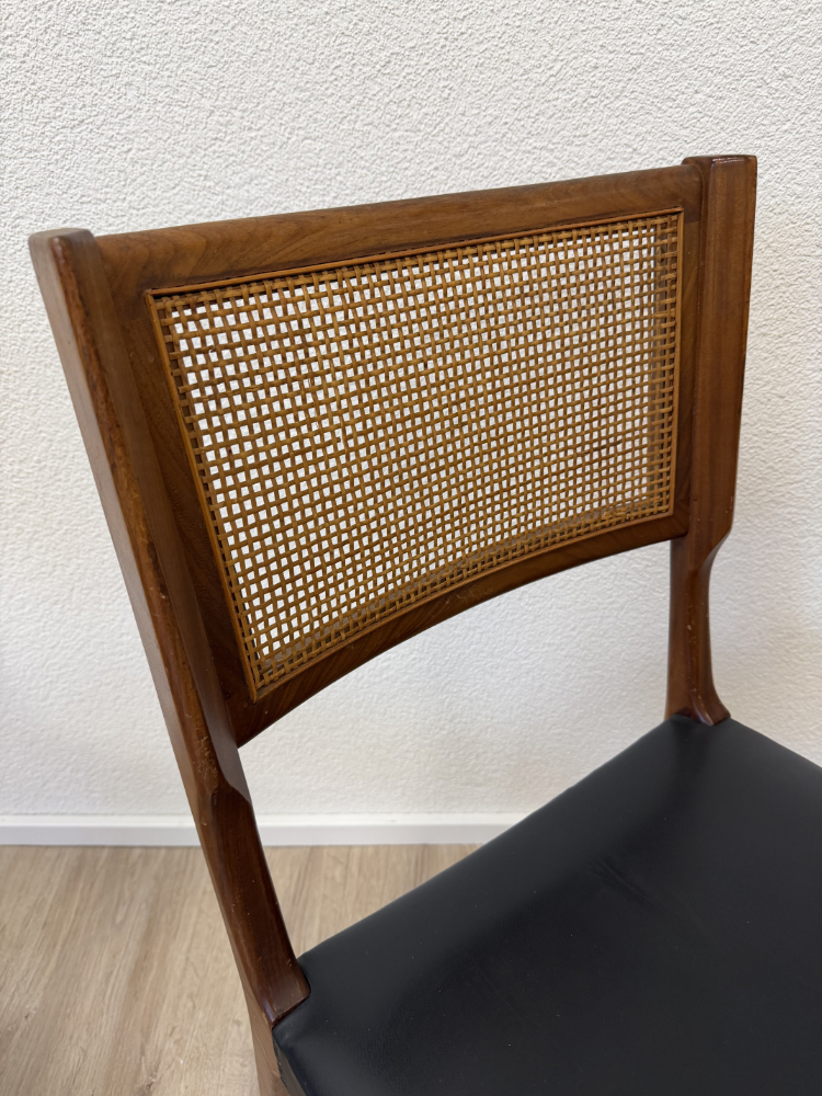 Vintage Mid Century 3er-Set Esszimmerstühle aus Holz mit Rattanlehne, ca. 1950er bis 1960er Jahre – Bild 10