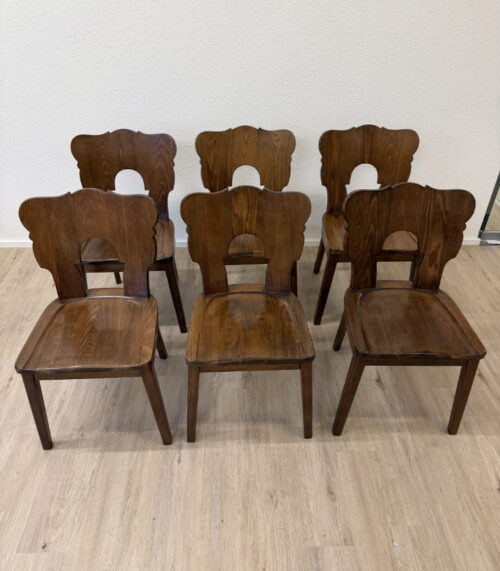 Vintage Horgen-Glarus Schweizer Beizstuhl 6er-Set aus Massivholz, ca. 1950er bis 1970er Jahre