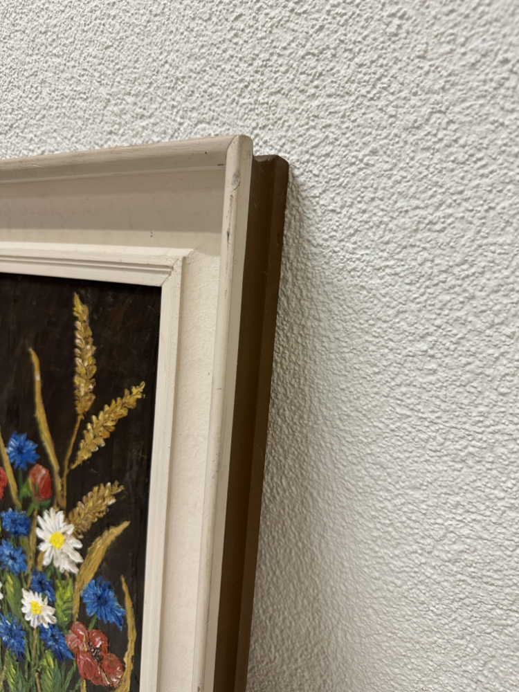 Signiertes Blumenstillleben in Öl, Mohn, Margeriten und Kornblumen (1974) – Bild 6