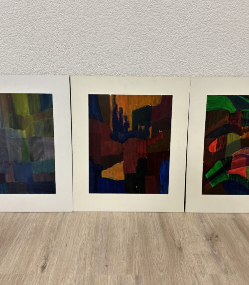 Abstrakte Gemälde-Serie "Aus dem Bauch gemalt", 5 Originalarbeiten von Margrit aus Kriens