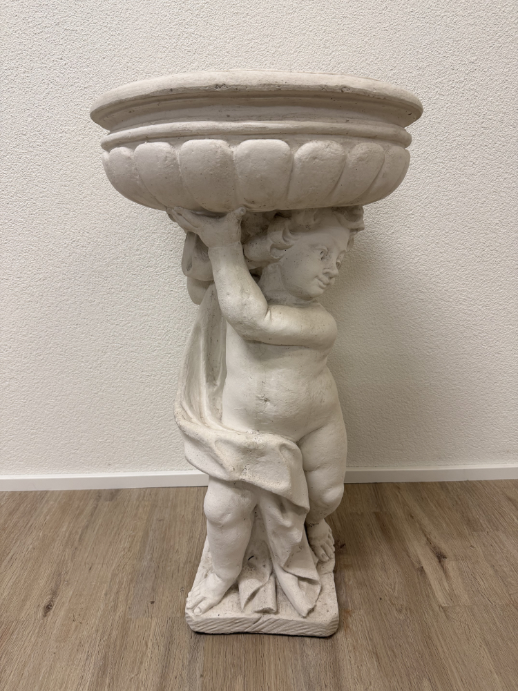 Garten Putten-Steinfigur mit Blumenschale (Steinguss) – Bild 4