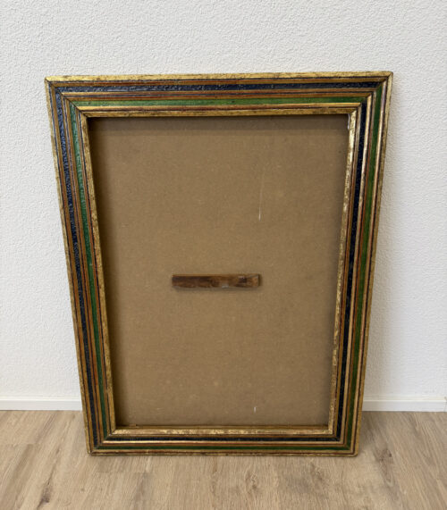 Vintage Bilderrahmen aus Holz, bunt gefasst und vergoldet, ca. 1960er Jahre