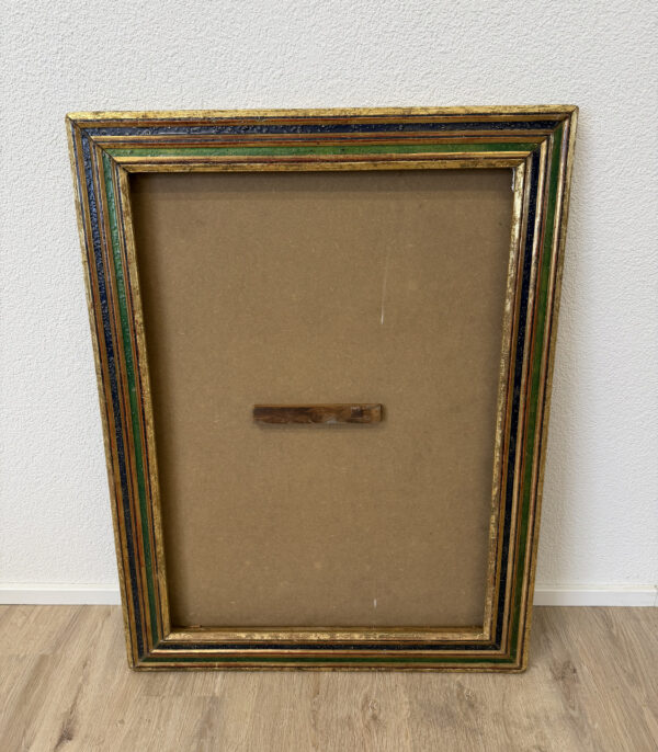 Vintage Bilderrahmen aus Holz, bunt gefasst und vergoldet, ca. 1960er Jahre