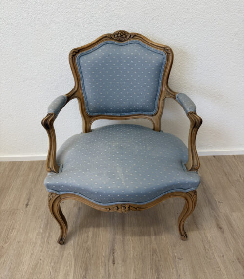 Antiker Louis XV Fauteuil / Sessel mit geschnitztem Holzrahmen und Polsterung von Hans Birchler, ca. Mitte 20. Jahrhundert