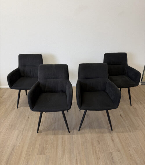 4er-Set Hom`in Armlehnstuhl Webstoff Anthrazit