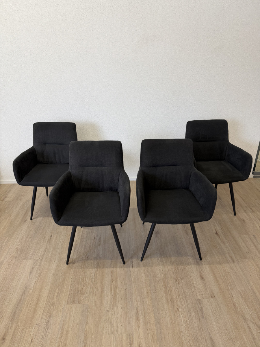 4er-Set Hom`in Armlehnstuhl Webstoff Anthrazit