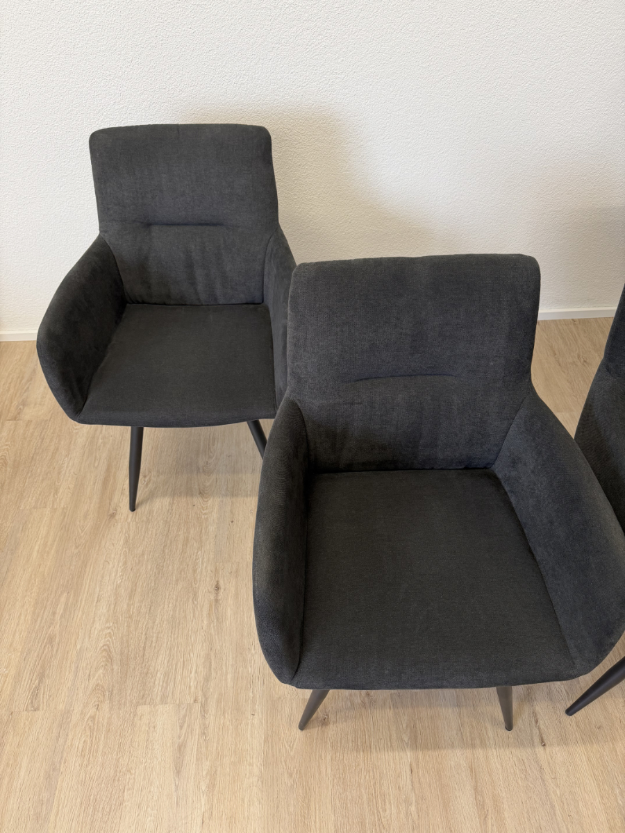 4er-Set Hom`in Armlehnstuhl Webstoff Anthrazit – Bild 2